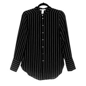 H&M Conscious Black and White Button Down Blouse 8 NWOT